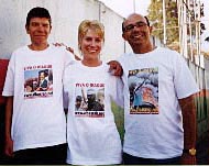 De Almeida (R) and his colleagues in Iraqi resistance T-shirts