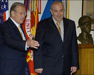 Rumsfeld and Allawi met at thePentagon for talks on Iraq