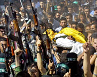 Funerals of fighters are almost adaily feature of life in Gaza City