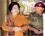 Megawati Sukarnoputri (L) did not attend the ceremony 