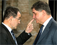 Buttiglione (L) is at the centre of the commission spat