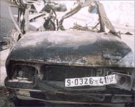 The remains of the car in whichMuhammad was struck