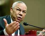 Colin Powell is pushing for the US-backed road map peace plan 