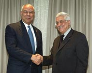 PLO chief Mahmud Abbas (R) isseen as a US and Israeli favourite