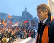 Yushchenko called on supporters to stage a national strike