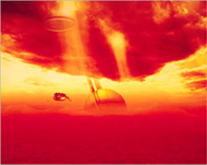 A recent artist's impression of Huygens descending on Titan 