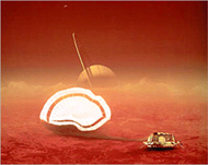 An artist's impression of Huygens' touchdown on Titan 