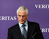 Kilroy-Silk speaks at the launchof Veritas party on Wednesday