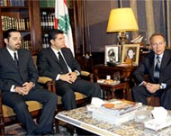 Lahud (R) offered his condolences to al-Hariri's sons 
