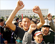 Celebrations have spiralled into anarchy in capital Bishkek  