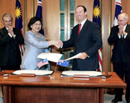 The prime minister was in Australia for trade talks