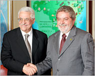 Palestinian President Mahmoud Abbas met with Brazil's Silva