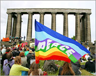 Protests have been under way since Saturday in Edinburgh 
