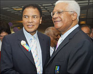 Boxing legend Muhammad Ali ( L) was in New York's delegation
