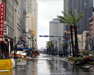 Debris lines Canal Street in NewOrleans's French Quarter