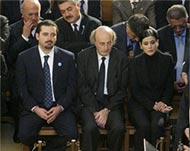 MPs (L to R) Saad al-Hariri, Walid Jumblatt and Sitrida Geagea