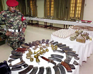 Troops said they found 15 truckloads of weapons