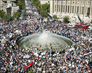 Monday's rally in Damascus waspart of Syria's official response