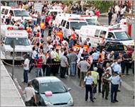 The scene after the bombingat the Hadera town market