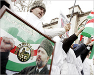 Muslims show support for the separatist cause in Chechnya
