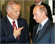 Uzbek President Karimov (L)has Putin's backing