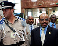 Prime Minster Meles Zenawi (R) blamed the opposition