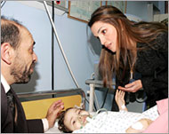 Jordan's Queen Rania visited theinjured at an Amman hospital