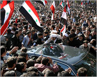 A large crowd gathered to hear al-Assad speak
