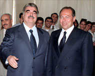 One suspect phoned Lahoud (R)just before al-Hariri's (L) death