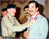 Izzat Ibrahim al-Duri, (L) with former president Saddam Hussein