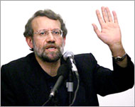 Top negotiator Ali Larijani threat-ened to resume enrichment (file)