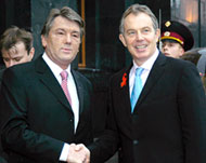 Blair (R) praised Ukraine's liberalleadership under Yuschenko