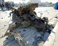 The remains of a car bomb in the Baladiya district of Baghdad 