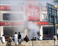 Western outlets  including KFCwere torched by rioters