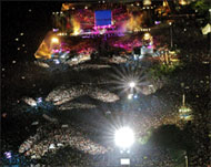 Concert goers were estimated to number one million 