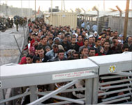 Palestinians are blocked at the Qalandiya checkpoint