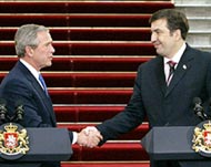 Bush (L) visit to Tbilisi was proof  of the pro-US mood in Georgia