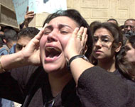 Grieving Coptic Christians at thefuneral procession in Alexandria