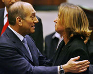 Livni (R) is Olmert's number two in the new Israeli cabinet