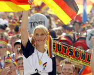 German fans celebrate theirquarter final berth