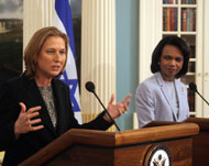 Livni (L) and Rice said Hamasmust recognise Israel