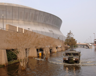 The Superdome in the aftermathof Hurricane Katrina last August