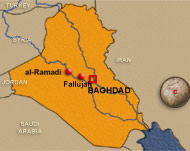 Western Iraq is cut off from Baghdad by Ramadi and Falluja