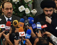 On Wednesday, Al-Maliki met the Shia leader al-Sadr (R) in Najaf