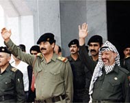 Arafat (R) supported Saddam 's invasion of Kuwait 