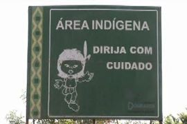 A sign to an Indian reservation in Brazil