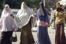 Egyptian women wearing the veil