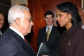 Mahmoud Abbas and Condoleezza Rice