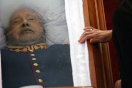 The corpse of former Chilean dictator gen. (r) Augusto Pinochet lies in the coffin during his wake at the Military Academy in Santiago