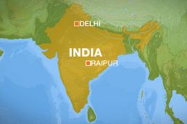Map of India with Raipur